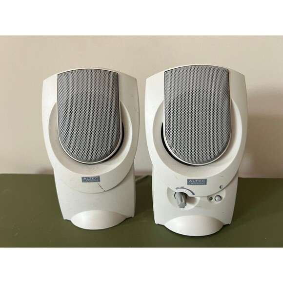 2 Desktop Computer Left & Right Speakers by Altec Lansing Model AVS200 White - Picture 1 of 7